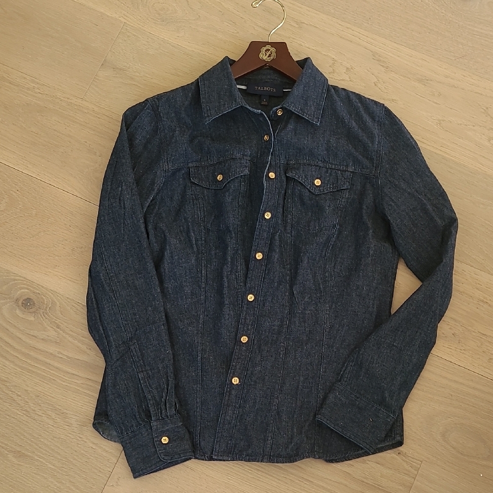 Talbots Women's Denim Shirt Dark Blue. Size 6